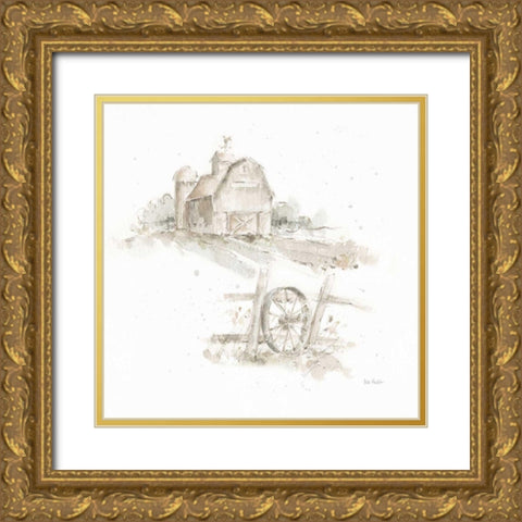 Farm Friends XV Neutral Gold Ornate Wood Framed Art Print with Double Matting by Audit, Lisa