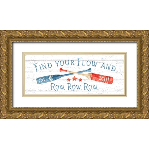 Nautical Life II Red Shiplap Gold Ornate Wood Framed Art Print with Double Matting by Audit, Lisa