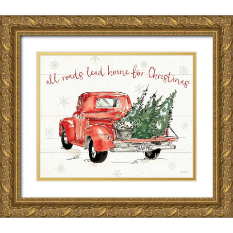 Modern Farmhouse IX Christmas Gold Ornate Wood Framed Art Print with Double Matting by Tavoletti, Anne