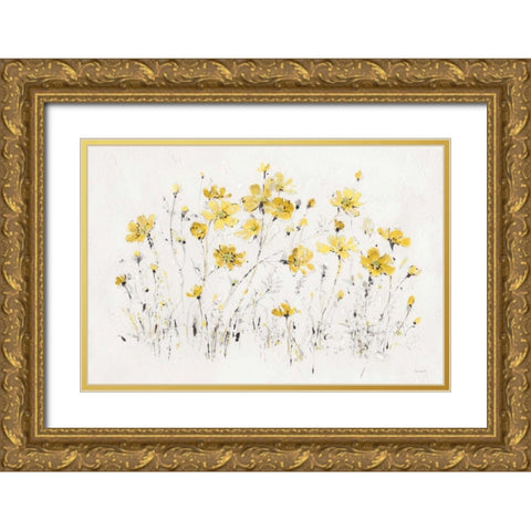 Wildflowers I Bright Yellow Gold Ornate Wood Framed Art Print with Double Matting by Audit, Lisa
