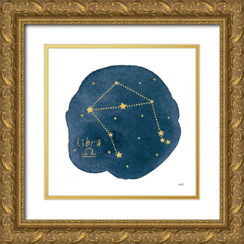 Horoscope Libra Gold Ornate Wood Framed Art Print with Double Matting by Hershey, Moira