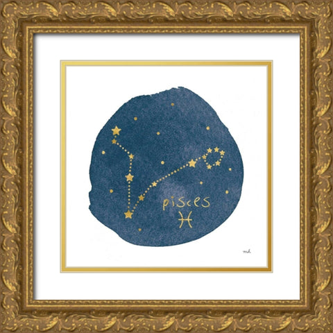 Horoscope Pisces Gold Ornate Wood Framed Art Print with Double Matting by Hershey, Moira