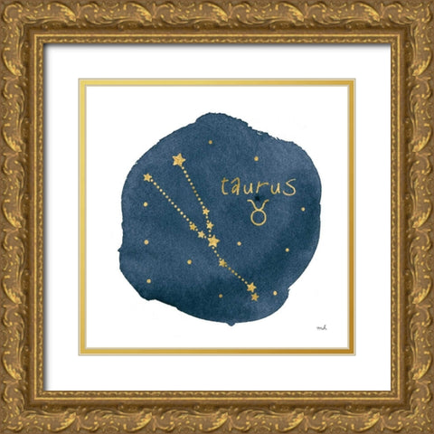 Horoscope Taurus Gold Ornate Wood Framed Art Print with Double Matting by Hershey, Moira