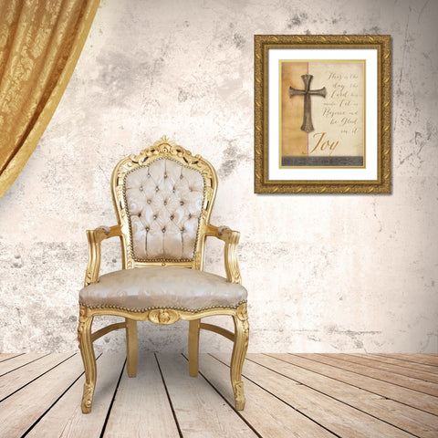 Words for Worship Joy Gold Ornate Wood Framed Art Print with Double Matting by DeNeige, Elyse
