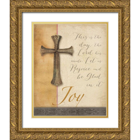 Words for Worship Joy Gold Ornate Wood Framed Art Print with Double Matting by DeNeige, Elyse