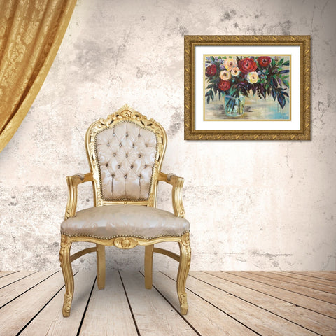 Winter Floral Gold Ornate Wood Framed Art Print with Double Matting by Vertentes, Jeanette