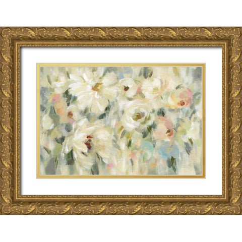 Expressive Pale Floral Gold Ornate Wood Framed Art Print with Double Matting by Vassileva, Silvia