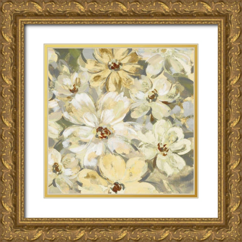 Scattered Spring Petals Neutral Gray Crop Gold Ornate Wood Framed Art Print with Double Matting by Vassileva, Silvia
