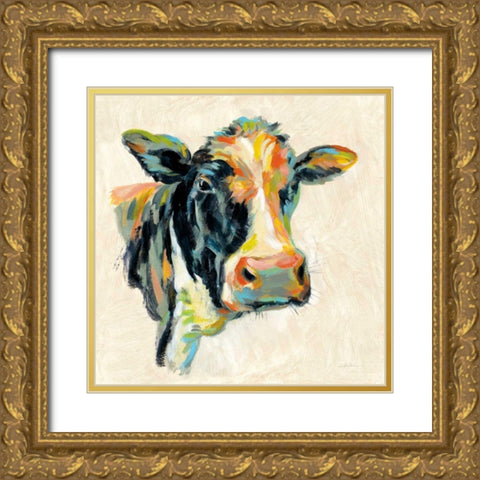Expressionistic Cow I Gold Ornate Wood Framed Art Print with Double Matting by Vassileva, Silvia