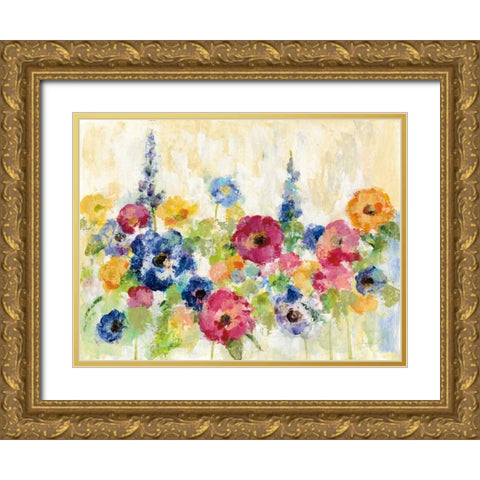 Sunshine Field Flowers Gold Ornate Wood Framed Art Print with Double Matting by Vassileva, Silvia