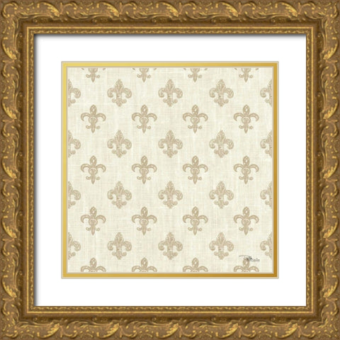 Paris Farmhouse Pattern IIIB Gold Ornate Wood Framed Art Print with Double Matting by Pela Studio