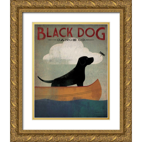 Black Dog Canoe Gold Ornate Wood Framed Art Print with Double Matting by Fowler, Ryan