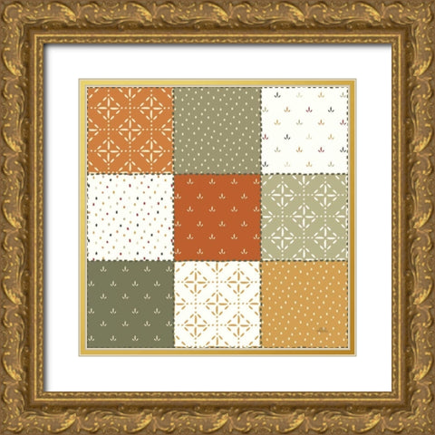 Harvest Village Pattern II Gold Ornate Wood Framed Art Print with Double Matting by Marshall, Laura