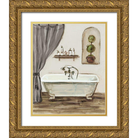Tuscan Bath I Greige Gold Ornate Wood Framed Art Print with Double Matting by Vassileva, Silvia