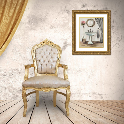 Tuscan Bath IV Greige Gold Ornate Wood Framed Art Print with Double Matting by Vassileva, Silvia