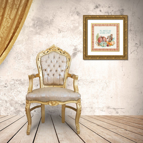 Autumn Friends IV Pattern VA Gold Ornate Wood Framed Art Print with Double Matting by Urban, Mary