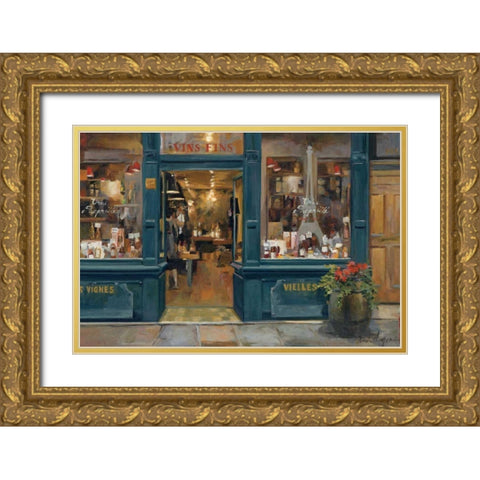 Parisian Wine Shop Gold Ornate Wood Framed Art Print with Double Matting by Hageman, Marilyn