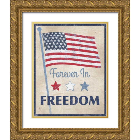 Forever in Freedom Dark Gold Ornate Wood Framed Art Print with Double Matting by Grove, Beth