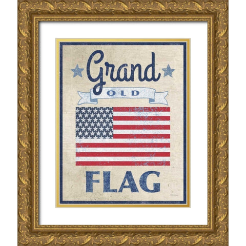 Grand Old Flag Dark Gold Ornate Wood Framed Art Print with Double Matting by Grove, Beth