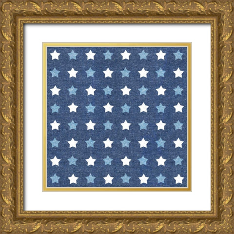 Stars and Stripes Dark Pattern III Gold Ornate Wood Framed Art Print with Double Matting by Grove, Beth