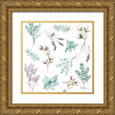 Farmhouse Cotton Pattern I Gold Ornate Wood Framed Art Print with Double Matting by Grove, Beth