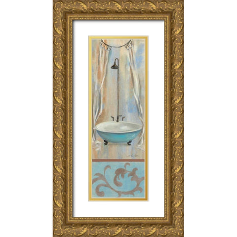 French Bathroom in Blue I Gold Ornate Wood Framed Art Print with Double Matting by Vassileva, Silvia