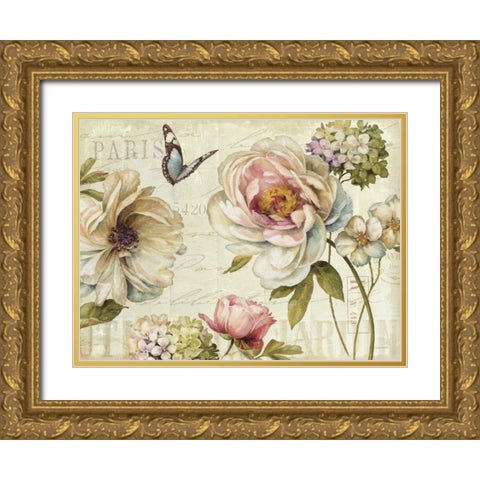 Marche de Fleurs IV Gold Ornate Wood Framed Art Print with Double Matting by Audit, Lisa
