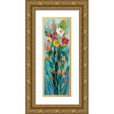 Tall Bright Flowers I Gold Ornate Wood Framed Art Print with Double Matting by Vassileva, Silvia