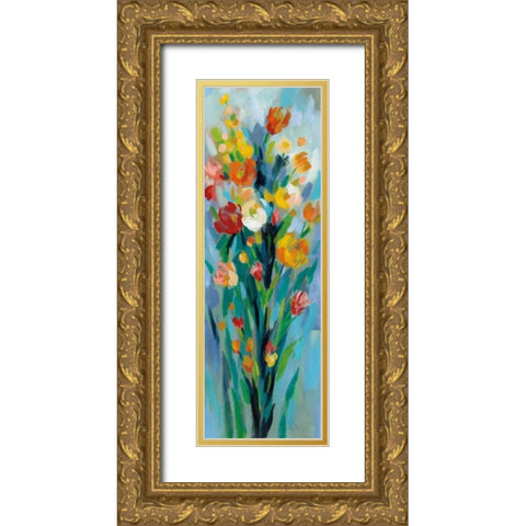 Tall Bright Flowers II Gold Ornate Wood Framed Art Print with Double Matting by Vassileva, Silvia
