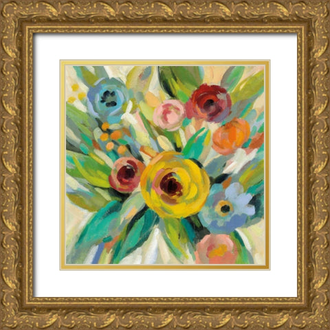 Vivid Coral Floral III Gold Ornate Wood Framed Art Print with Double Matting by Vassileva, Silvia
