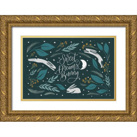 Sweet Dreams Bunny I Gold Ornate Wood Framed Art Print with Double Matting by Thorns, Becky