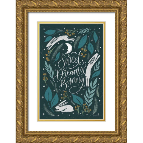 Sweet Dreams Bunny II Gold Ornate Wood Framed Art Print with Double Matting by Thorns, Becky
