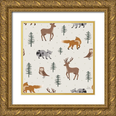 Gone Glamping Pattern VIA Gold Ornate Wood Framed Art Print with Double Matting by Marshall, Laura