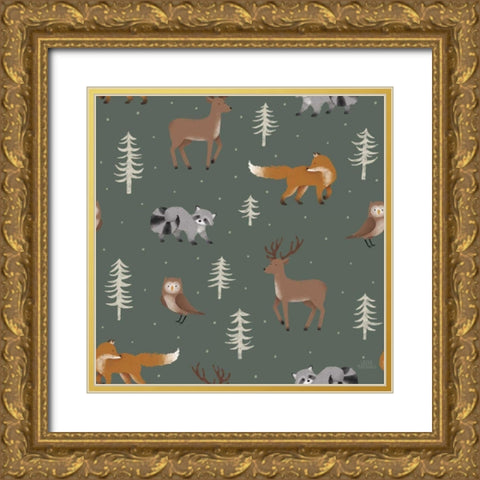 Gone Glamping Pattern VID Gold Ornate Wood Framed Art Print with Double Matting by Marshall, Laura