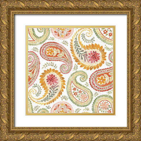 Harvest Bouquet Pattern IIIA Gold Ornate Wood Framed Art Print with Double Matting by Grove, Beth