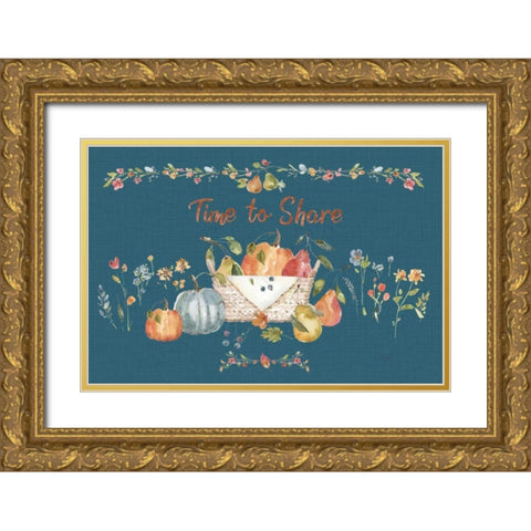 Time to Share I Blue Gold Ornate Wood Framed Art Print with Double Matting by Audit, Lisa