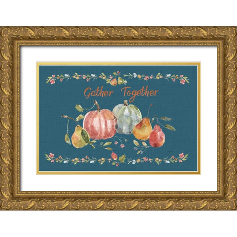 Time to Share II Blue Gold Ornate Wood Framed Art Print with Double Matting by Audit, Lisa