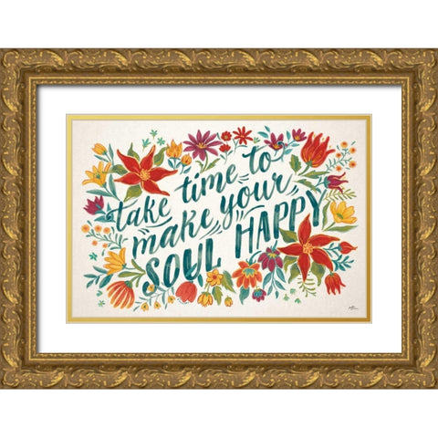 Happy Thoughts I Gold Ornate Wood Framed Art Print with Double Matting by Penner, Janelle