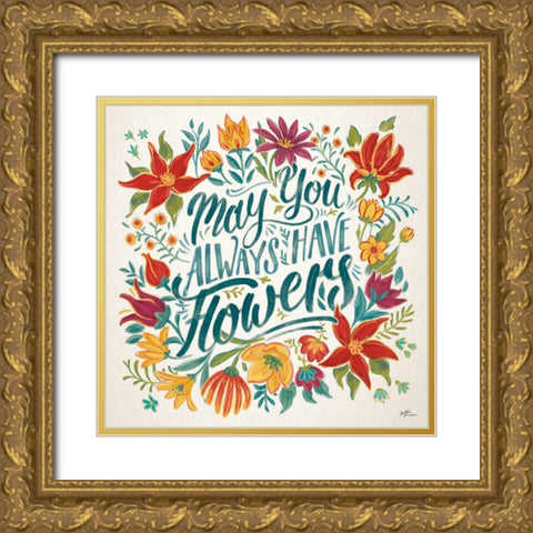 Happy Thoughts IV Gold Ornate Wood Framed Art Print with Double Matting by Penner, Janelle