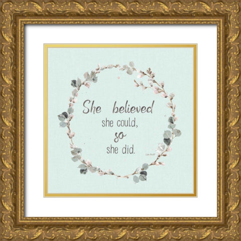A Country Weekend XXVI v2 Turquoise Gold Ornate Wood Framed Art Print with Double Matting by Audit, Lisa