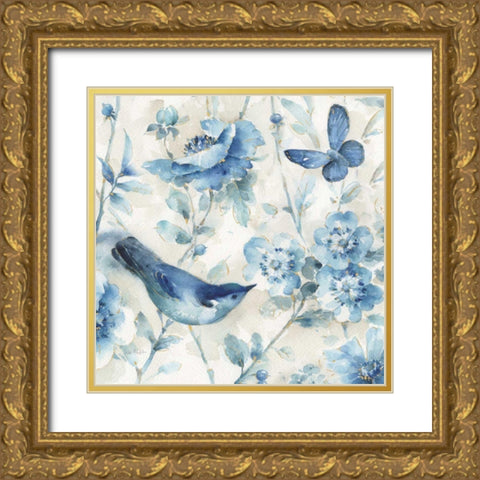 Indigold XI v2 Gold Ornate Wood Framed Art Print with Double Matting by Audit, Lisa
