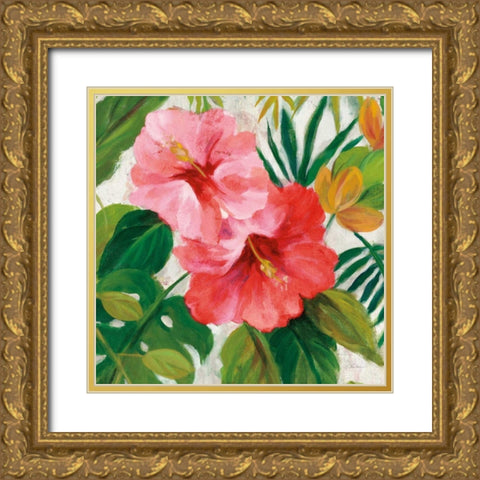 Tropical Jewels I v2 Pink Crop Gold Ornate Wood Framed Art Print with Double Matting by Vassileva, Silvia