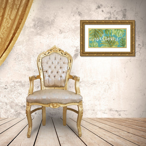 Mixed Greens Welcome Gold Ornate Wood Framed Art Print with Double Matting by Audit, Lisa