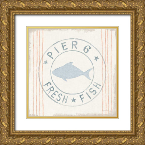 Floursack Nautical VIII Fish Gold Ornate Wood Framed Art Print with Double Matting by Nai, Danhui