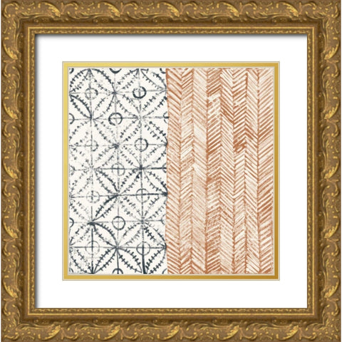 Maki Tile VII Gold Ornate Wood Framed Art Print with Double Matting by Lovell, Kathrine