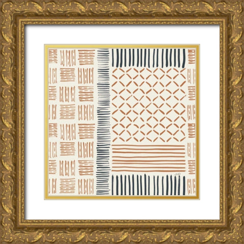 Late Summer Bouquet Pattern VI Warm Gold Ornate Wood Framed Art Print with Double Matting by Purinton, Julia
