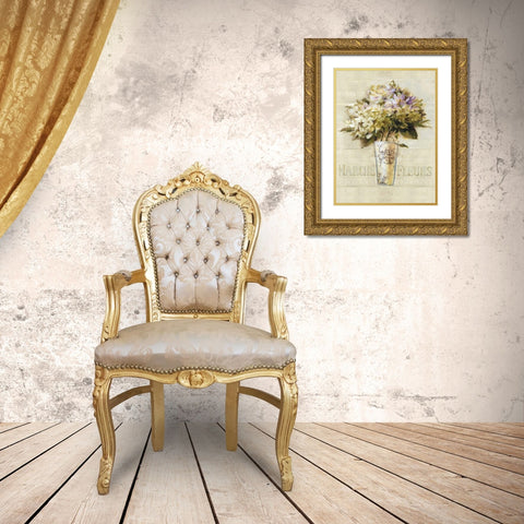 Marche de Fleurs Bouquet Gold Ornate Wood Framed Art Print with Double Matting by Audit, Lisa
