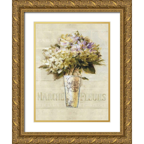 Marche de Fleurs Bouquet Gold Ornate Wood Framed Art Print with Double Matting by Audit, Lisa