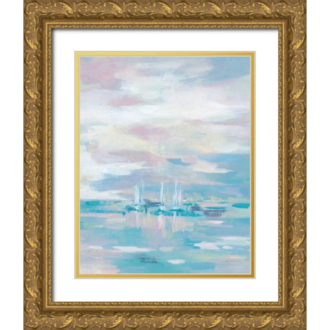Blue Waves Crop Gold Ornate Wood Framed Art Print with Double Matting by Vassileva, Silvia