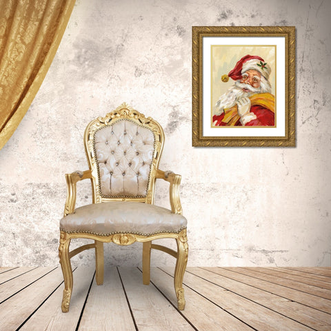 Santa Gold Ornate Wood Framed Art Print with Double Matting by Vassileva, Silvia